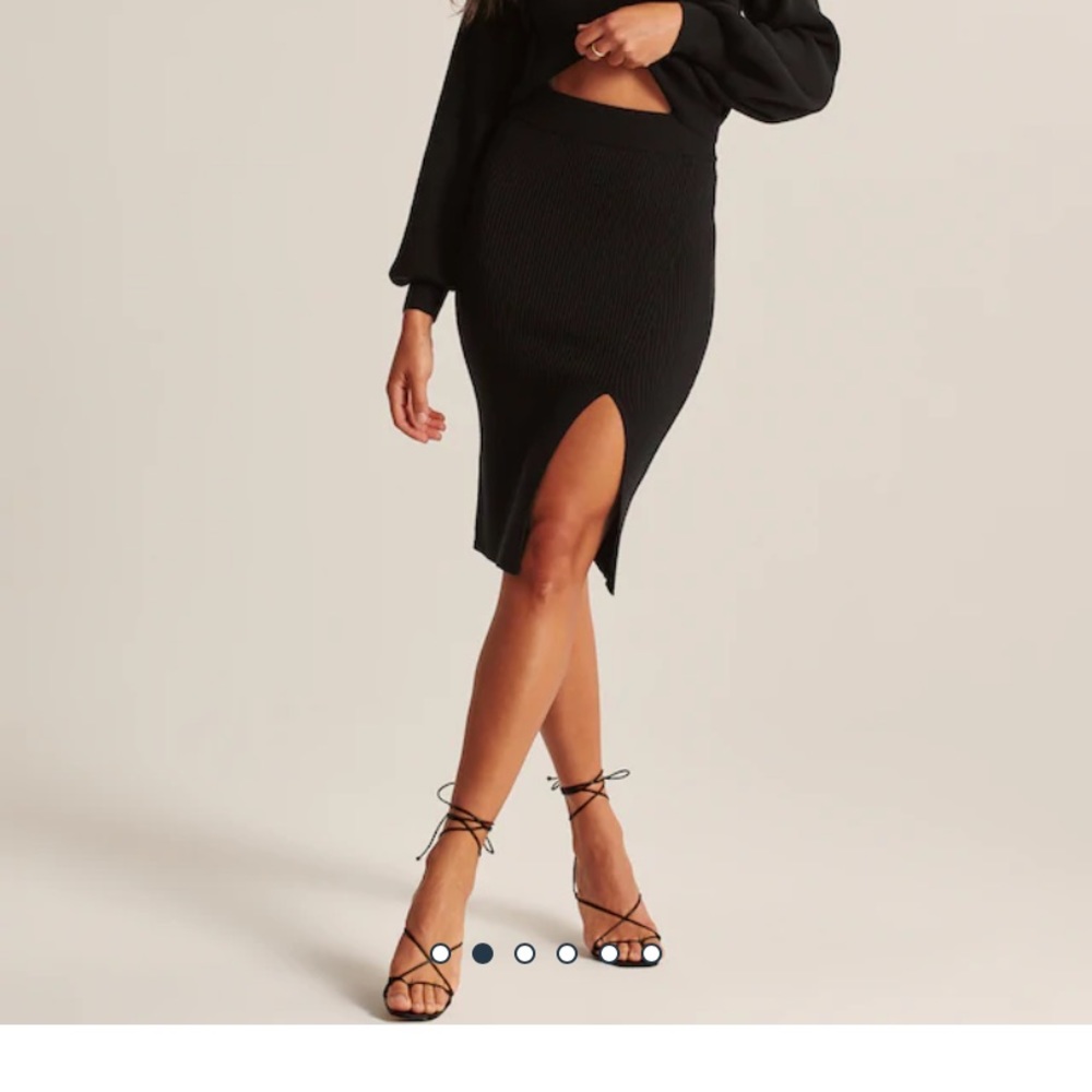 Abercrombie Black Knit Midi Skirt w Side Slit
